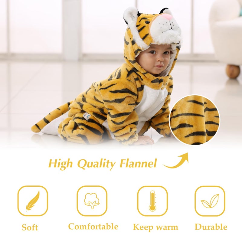 TONWHAR Unisex-Baby Animal Onesie Costume Cartoon Animal Outfit Homewear Kids' One-Piece Rompers(3-6 Months, Tiger) - Image 4
